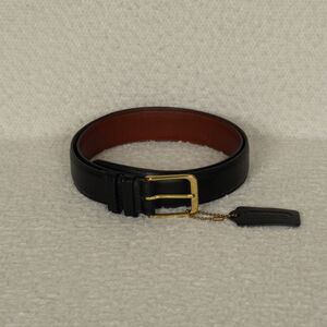 Coach Harness Buckle Belt Mens 34" Black Burnished Cowhide Leather Brass 5800